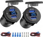 12-voldine USB-pesa Dual Quick Charge 3.0 Port ja PD3.0 USB C auto laadimispesa, veekindel 12 V pistikupesa sigaretis&uuml;&uuml;taja asenduskomplekt DIY-komplekt koos voltmeetri ja l&uuml;litiga auto paadi RV veoauto jaoks