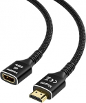 HDMI 2.0 pikenduskaabel (7,5 meetrit), HDMI pistikupesa naissoost 4K @ 60Hz, HDMI kaabel, punutud nailonist HDMI pikendus, &uuml;hildub TV Stick, HDTV, PS5, PS4, Xbox, Full HD, 3D, ARC, HDR mustaga.