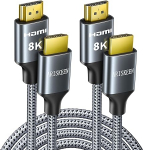 ARISKEEN 8K HDMI 2.1 kaabel 2,5 m 2-pakk, 48Gbps kiire nailonist punutud HDMI kaabel, toetab 8K @ 60HZ, 4K @ 120Hz, &uuml;hildub PS5/4 TV monitor, Blu-ray Soundbar, DVD, s&uuml;learvuti