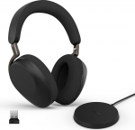 Jabra Evolve3 85 juhtmevabad Bluetooth-peakomplektid mikrofoni ja laadimisjaamaga kontorisse, USB-A, AI h&auml;&auml;lk&otilde;ne, adaptiivne ANC, 25h aku, koosolekute rakenduste jaoks, musta v&auml;rvi