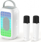Bobtot Kaasaskantav Bluetooth-k&otilde;lar, 16 tundi aku kestvust, traadita k&otilde;lar mikrofoniga, Magic Sound, Echo ja EQ režiim, toetab AUX/USB/FM (valge, 2 mikrofoniga)
