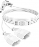 3,0 m toitekaabli pikendus Toitejuhe, 2-in-1 Euro-pistiku pikendus, lame pistik, C-t&uuml;&uuml;pi pistik Euro-pistik 0,75 mm&sup2; Max, 2,5 A/250 V telerile, arvutile, monitorile.