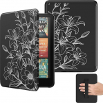 MoKo &uuml;mbris 7-tollise Ebook Reader (12. p&otilde;lvkond 2024) ja Colorsoft Signature Edition 2024, kerge &uuml;mbris randmerihmaga, automaatne &auml;ratus/une, mitte Kobo Aura 2/Remarkable, Line Flower jaoks