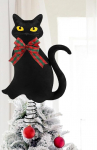 Mustad kassid j&otilde;ulupuu topper koos aluse ja vahetatavate vibudega Halloweeni j&otilde;ulupuu ornament Talvepuhkus Kodukaunistused Kassiarmastajad kingiideed