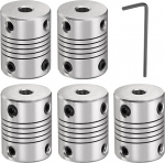 sourcing map Wellenkupplung aus Aluminiumlegierung, 5 mm bis 5 mm, flexible Kupplung, Motorverbinder, Schrittmotor-Kupplung f&uuml;r CNC-Maschine und 3D-Drucker (L25 x D19), 5 St&uuml;ck