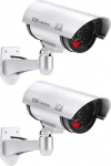 2 x Professional Surveillance Cameras Dummy Outdoor Cameras Dummy Camera with Lens and Blinkled Video Surveillance Goods Security