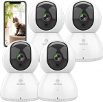 ANTELA Indoor Surveillance Camera, 2.4GHz/5GHz, 1080P WiFi Indoor Camera, 355&deg;/90&deg;, 2-Way Audio, IR Night Vision, Motion Detection, Compatible with Alexa/Google Home (4pcs)