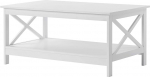 Side Table, Coffee Table, Living Room, Modern X Design, Wooden Side Table with Storage Shelf (White)