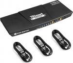 TESmart 3 Port USB Type C KVM Switch 4K @ 60Hz 4:4:4 Ultra HD | 3x1 USB C KVM Switch 3 in 1 Out toetab IR kaugjuhtimispulti koos t&auml;iendava USB 2.0 pordi ja 3 USB kaabliga Matte Black
