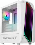Spirit Of Gamer - Infinity Artic Gaming PC Case White RGB Mid ATX | Gaming PC Tower T&uuml;hi karastatud klaasist k&uuml;ljepaneeliga | ATX, mATX, ITX &uuml;hilduv | 2 PC ventilaatorit 120 mm, millest 1 ARGB