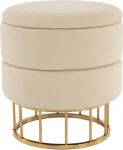Edina stool koos hoiuruumiga, kreemikas, kaasaegne, &uuml;mmargune polsterdatud stool elegantse metallraamiga, mitmek&uuml;lgne, mugav ja ruumi s&auml;&auml;stev