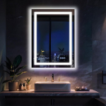 Antok 70 x 50 cm LED-vannitoa peegel koos valgustusega, timmitav uduvastane nutikas peegel 3 v&auml;rvitemperatuuriga, k&otilde;rge CRI >90, m&auml;lufunktsioon, purunemiskindel klaas ja ETL-sertifikaat.