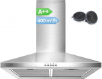 COMFEE CH60A17EM400SS A++ pliidikupu 60 cm ringlus- ja v&auml;ljat&otilde;mbega seinakupu aktiivs&ouml;efiltriga, 400 m&sup3;/h &otilde;huvool, 5-kihiline pestav rasvafilter, reguleeritav kamin, h&otilde;bedane