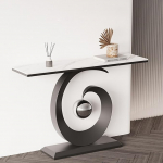 Konsoollaud kitsas sissep&auml;&auml;suala Sinteritud kiviplaat, 80/100/120/150 cm, kaasaegne konsoollaud esikusse, elutuppa ja diivanile, lihtne kokku panna (must, 150 x 30 x 80 cm/59 x 12 x 31 tolli).