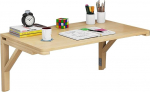 Klappbarer Werkbanktisch zur Wandmontage, 100 x 50 cm (L x B), robuster Mehrzweck-Schreibtisch mit Halterung, naturliches Kiefernholz, platzsparend