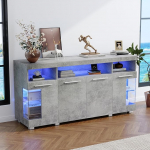 Sideboard elutoa k&uuml;lgkapp LED-valgusega ja lahtise kambriga, elutoa kapp buffetkapp klaasuksega, Highboard vitriinkapp h&otilde;bedase k&auml;epidemega, kapp hall, 140 x 40 x 70 cm