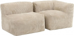 Icon Zen moodul diivan t&auml;iskasvanutele, beež, pehmed Corduroy kangas, 2-kohaline nurgadiivan, mugav Bean Bag diivan vahtpolsterdusega, lamamistool, Lounge, elutoa m&ouml;&ouml;bel