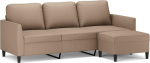 3-Sitzer-Sofa mit Hocker 200 x 77 x 80 cm Cappuccino-Braun Kunstleder Modernes Design Robustes Gestell Bequeme Polsterung Couch f&uuml;r Wohnzimmer Jugendzimmer Flur