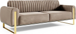 FURNISTAR Premium Pier 3-kohaline diivan, Glamour disain, polsterdatud diivan p&ouml;&ouml;ratava seljatoega, diivan, diivanikomplekt, elutuba, kuldsed metalljalad, veluurkangas, cappuccino