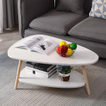 Willonin Scandinavian Oval Modern Coffee Table with Shelf Wooden Side Table Coffee Tables for Coffee Bedroom Office Cafe No Screws Required for Assembly
