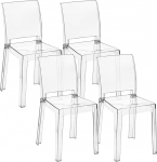 Baroni Home 4 l&auml;bipaistvast pol&uuml;karbonaadist toolide komplekt, vastupidavad ja 2-osalised lahtiv&otilde;etavad s&ouml;&ouml;gitoolid, ergonoomiline iste kumerate seljatugedega, 36 x 81 x 43 cm.
