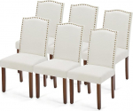 DUMOS s&ouml;&ouml;gitoa toolid, komplekt 6, elegantsed ja ilusad kaasaegsed s&ouml;&ouml;gitoolid, linasest kangast, polsterdatud k&ouml;&ouml;gitoolid, kriimustuskindlad p&otilde;randa s&ouml;&ouml;gitoolid, sobivad k&ouml;&ouml;ki, elutuppa, magamistuppa (beež)