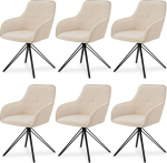 Juskys Clyde p&ouml;&ouml;rlevad toolid k&auml;etugedega komplekt 6 - S&ouml;&ouml;gitoolide komplekt Modern koos kangakattega - polsterdatud toolid s&ouml;&ouml;gitoas - 120 kg kandev&otilde;ime - toolid Velvet Beez