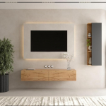 Planetm&ouml;bel TV kapp, TV statiiv 160 cm pikk, 1 x TV kapp 40 x 130 x 17 cm rippuv, TV kapp elutuppa, 1 x TV Lowboard 160 x 30 x 37,8 cm, kuldne tammepuit