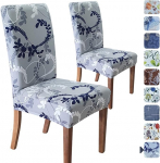 SPRINGRICO toolikatted s&ouml;&ouml;gitoa jaoks 2 komplekti, Stretch s&ouml;&ouml;gitooli kate, pestav Spandex k&ouml;&ouml;k Parsons Chair Slipcovers, eemaldatav istme kaitsja koju v&otilde;i peole (2 Pack, Floral GREY1)