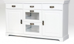 clever-moebel Sideboard, Pine Wood Chest of Drawers in Country House Style, Kitchen Cabinet, Sideboard (White)