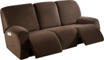 Recliner Cover 3 Seater - Soft Thick Velvet Stretch Recliner Couch Covers 8 Pieces Set, Diivan Chair Cover koos k&uuml;ljetaskuga Recliner Diivan Chair m&ouml;&ouml;bli kaitsja (8 t&uuml;kki 3 istekohale)