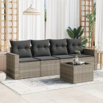 4-TLG. Gartensofa Set mit Stauraum, wasserabweisendem Beutel und abnehmbaren Bez&uuml;gen f&uuml;r Sessel in Schwarz PE Rattan.