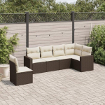 gartenlounge Set Balkon m&ouml;bel gartenlounge Outdoor terassenm&ouml;bel au&szlig;en7-tlg. Garten-Sofagarnitur mit Kissen Braun Poly RattanGeeignet f&uuml;r Schlafzimmer