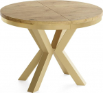 WFL GROUP Loft stiilis &uuml;mmargune pikendatav s&ouml;&ouml;gilaud - kuldsete metalljalgadega t&ouml;&ouml;stuslik laud - ruumi s&auml;&auml;stev laud elutuppa - Lancelot tammepuust - 100 kuni 180 cm