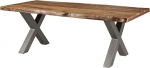 MASSIVMOEBEL24.DE Freeform 5 Sheesham Tree Table - Erinevad suurused, v&auml;rvid ja raamid, V&auml;rv: Natural Sandblasted Lakk, Suurus: 180 x 90 cm, Raam: X-jalad, matt h&otilde;bedane