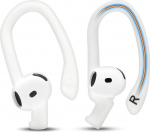 WC HookZ &uuml;hildub AirPods 4 - Wicked Cushions'i reguleeritavad k&otilde;rvakonksud | Paindlik s&uuml;damik kohandatud sobivuseks, turvaline ja mugav, patenditaotlusel | Valge