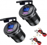 Thlevel 12V USB pesa autolaadija QC3.0 PD t&uuml;&uuml;p C koos LED voltmeetri l&uuml;litiga 12V-24V s&otilde;idukitele paat mootorratas maastur buss veoauto haagissuvila meres&otilde;iduki jaoks