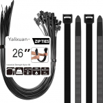 Kaablipaelad mustad 26" suured kaablipaelad Heavy Duty 50 Packs 650mm x 8mm ekstra pikad nailonist kaablipaelad - &uuml;litugevad iselukustuvad reguleeritavad ekstra pikad kaablipaelad