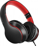 LORELEI X6 Over-Ear k&otilde;rvaklapid mikrofoniga, kerged kokkupandavad ja kaasaskantavad stereobass-k&otilde;rvaklapid 1,45 m, juhtmega k&otilde;rvaklapid nutitelefonile, tabletile, MP3 / 4 (must-punane)