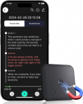 AI Digital Voice Recorder, 64 GB magnetiline mini salvestusseade koos ChatGPT 4o transkribeerimiseks ja kokkuv&otilde;tete tegemiseks 102 keele jaoks, &uuml;he puudutusega salvestamine, helisalvestaja (must)