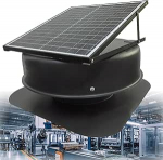 H&uuml;briid Solar Dachbodenventilator mit Fernbedienung 40W Solar Dachbodenventilator 880-1470 Cfm Dachabsaugventilator Aluminium 5 Bl&auml;tter
