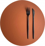 Tischsets Runde Tisch-Placemat-Set Von 4 Platzieren Von Matten Und Untersetzern 12 Zoll Dual-Side-Slip-Slip-Wischflecken Sauberer Fleckenfest-Braun+schwarz-Round&phi;32Cm-4