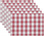 Stoff-Tischsets, waschbare Tischsets f&uuml;r Esstisch, 6er-Set,Rosa Gitter Plaid Gitter Karo