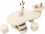 Couchtisch-Set f&uuml;r Wohnzimmer und Heimdekoration, Holz, Cartoon, niedlicher Mitteltisch mit Beistelltischen f&uuml;r Schlafzimmer oder Balkon, cremefarben