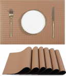 Tischsets, Tischsets und Untersetzer, 79er-Set, runde Mandala-Tischsets, w&auml;rmeisolierende Tischsets, waschbare, rutschfeste Gummi-Tischsets for den Esstisch in der K&uuml;che(Khaki,43 * 30cm)
