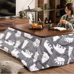 Hall j&auml;&auml;karu laud koos futon vaipk&uuml;ttega, Jaapani stiilis soe laud, puidust tee kohvilaud, 4 tk/laud + k&uuml;ttekeha + tekk + tekid (v&auml;rv : Hall B, suurus : 120