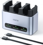 llano PD 30W DMW-BLK22 Camera Battery Charger, 3-Slot Charger Quick Charge for Panasonic Lumix DC-S9, GH6, GH7, G9 II, DC-GH5M2, S5 II/S5M2, S5 IIX/S5M2X, with USB-C, LED Display, CNC Aluminum Housing