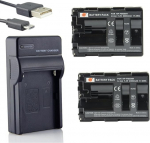 DSTE NP-FM500H Li-ion aku (2-pakk) ja Micro USB laadija Sobib Sony Alpha SLT-A57, A58, A65, A65V, A77, A77V, A99 jaoks
