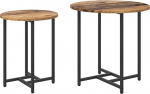 Beistelltisch-Set 2er Altholz Schwarz 50x50 & 36x36 cm, industrielles Nesting-Design, platzsparendes Side Table f&uuml;r Living Room, Schlafzimmer und Flur