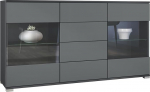 Bari V1 Sideboard 2 suure ukse ja 4 sahtliga, antratsiitmatt / grafiitmatt (138,5 x 75,5 x 35 cm)